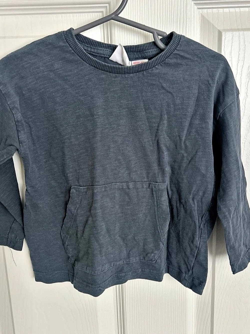 Zara Kids Long Sleeve Pocket Tee Gray 18-24M